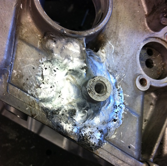 Motorcycle aluminium engine casing welding repair